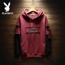 花花公子（PLAYBOY ESTABLISHED 1953） 長袖 男士T恤 W17199酒紅色 