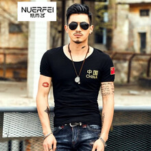 怒而飛（NUERFEI） 短袖 男士T恤 圓領中國黑 