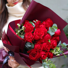 爱花居 鲜花速递19朵红玫瑰花束生日礼物表白求婚送女生老婆全国花店