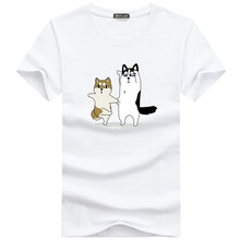 K L B ZHE 短袖 男士T恤 二哈白色 S，4XL，5XL，L，XXL，M，XXXL