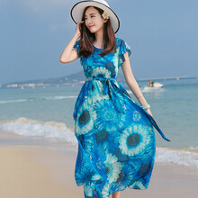 純色系帶雪紡裙，微胖妹子的福音