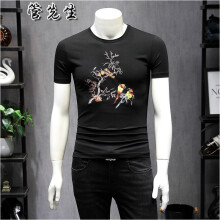 闪爆（SHANBAO） 短袖 男士T恤 19503黑色 