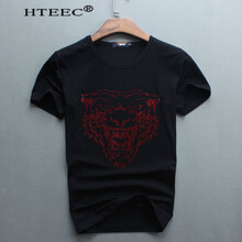 hteec 短袖 男士T恤 黑色(單色虎頭) 
