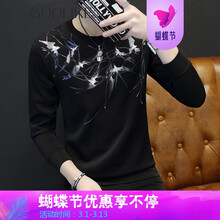 古萊登（GODLIKE） 長(zhǎng)袖 男士T恤 飛燕黑色 