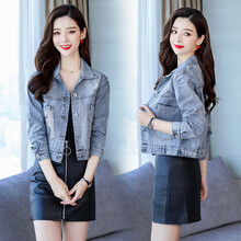 雅仕潮品（YashiChpoo） 翻領(lǐng) 長(cháng)袖 女 短外套 手工磨破，貼布