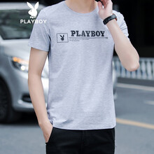花花公子（PLAYBOY） 短袖 男士T恤 淺灰色H36091 