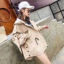 遠銘（Yuanming） 連帽 長袖 女 短外套 口袋，拉鏈，紐扣，綁帶，多口袋