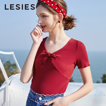 LESIES 手工磨破 短袖 T恤 女 V領