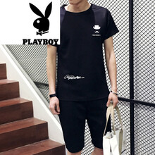 花花公子（PLAYBOY） 短袖 男士T恤 TZ05黑色 