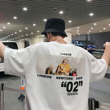 普戈斯（PUGESI） 五分袖 男士T恤 02圖案白色 