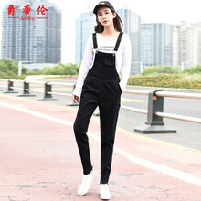 爵蒂倫 高腰 背帶褲 女 長褲 牛仔褲