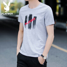 花花公子（PLAYBOY） 短袖 男士T恤 36092灰色 