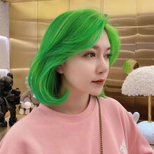 染发剂荧光色北极星同款墨绿色男女 荧光绿头发必须是8度黄发选