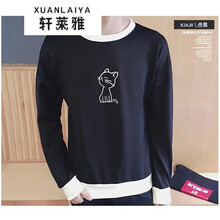 軒萊雅（XUANLAIYA） 長袖 男士T恤 T03小貓?zhí)最^衛(wèi)衣黑色 