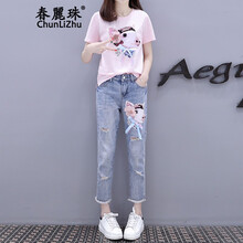 元素,新款,女式,樣式,流行,趨勢(shì),牛仔褲,紅色