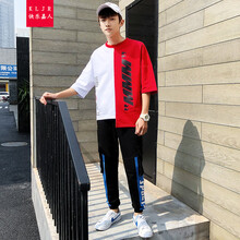 快樂嘉人 五分袖 男士T恤 白紅 
