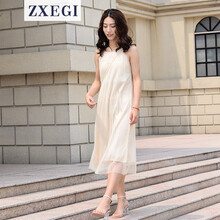 ZXEGI 純色 褶皺 連衣裙