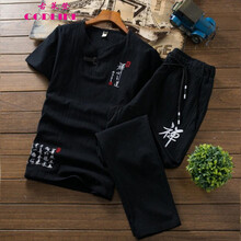 古萊登（GODLIKE） 短袖 男士T恤 33黑色九分褲套裝 