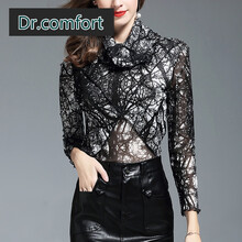 dr.comfort 透視，露背，蕾絲 短袖 T恤 女 高領(lǐng)