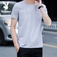 花花公子（PLAYBOY） 短袖 男士T恤 8772淺灰 