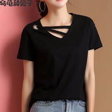 烏龜和兔子 破洞 短袖 T恤 女 V領(lǐng)