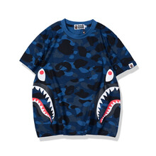 A BATHING APE 短袖 男士T恤 藍色雙邊鯊魚 