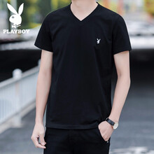 花花公子（PLAYBOY） 短袖 男士T恤 新款黑色 
