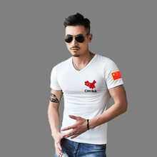 SD 短袖 男士T恤 地圖V領(lǐng)白 