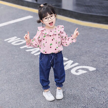 牛仔碎花套裝
