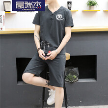 晨瑞杰 短袖 男士T恤 TZ52灰色短袖+短褲 