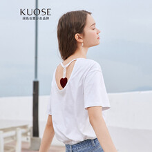 闊色（kuose） 露背，印花 短袖 T恤 女 圓領