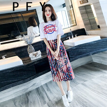 PFY 純色 印花 連衣裙