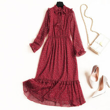 范姿 幾何圖案 紐扣，綁帶，印花，木耳邊 連衣裙