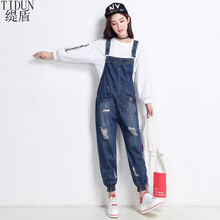 緹盾（TIDUN）  背帶褲 女 九分褲 牛仔褲