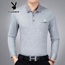 花花公子（PLAYBOY） 長(cháng)袖 男士T恤 060灰色長(cháng)袖 