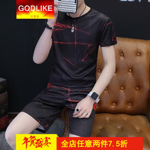 古萊登（GODLIKE） 長袖 男士T恤 線條紅 