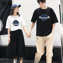 初宜（CHUYI） 拼色，印花 短袖 T恤 女 圓領(lǐng)