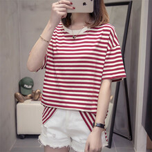 紅色短袖針織t恤女