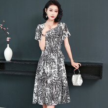 余今 抽象圖案 3D，拉鏈，印花，蝴蝶結，立體裝飾 連衣裙