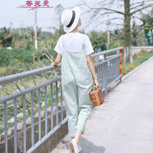 香芙曼（Xiangfuman） 高腰 背帶褲 女 長褲 牛仔褲