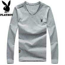 花花公子（PLAYBOY） 長(zhǎng)袖 男士T恤 灰色長(zhǎng)袖丨兔頭繡花款 