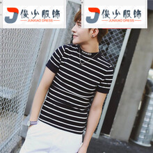 尊尚鳥(niǎo)（ zunshangniao） 短袖 男士T恤 新款橫條紋黑色短袖 S，XL，L，M，XXL