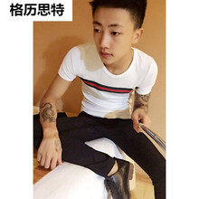 格歷思特 短袖 男士T恤 燙金三杠白色 XXL
