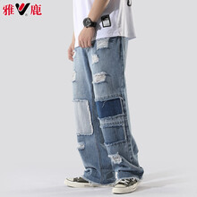 雅鹿 闊腿褲 原創(chuàng)設(shè)計(jì) 男士牛仔褲