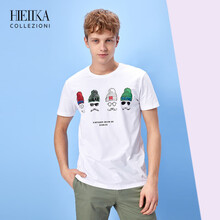 海一家（Hieiika） 短袖 男士T恤 米白花紋L1 