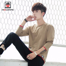 AEMAPE 長(zhǎng)袖 男士T恤 卡其色 