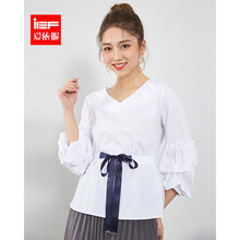 IEF 蝴蝶結(jié) 短袖 T恤 女 V領(lǐng)