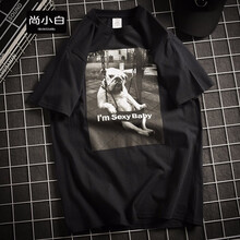 尚小白 短袖 男士T恤  A017-T32 黑色 