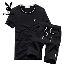 花花公子（PLAYBOY） 短袖 男士T恤 黑衣黑褲 