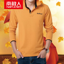 南極人（Nanjiren） 長(cháng)袖 男士T恤 橘黃黑領(lǐng) XL，L，XXXL，XXL，M